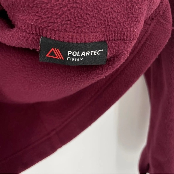 North Face Masonic Fleece Full Zip Hoodie Jacket Size Small Maroon Red Polartec - Picture 3 of 12